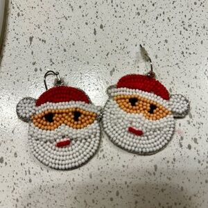 Beaded Santa Face Earrings